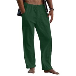 image-Men's Linen Casual Drawstring Loose Pants