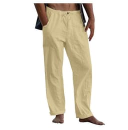 image-Men's Linen Casual Drawstring Loose Pants