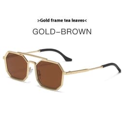 image-Steampunk Double Beam Sunglasses European And American Men's Metal Polygon Large Frame