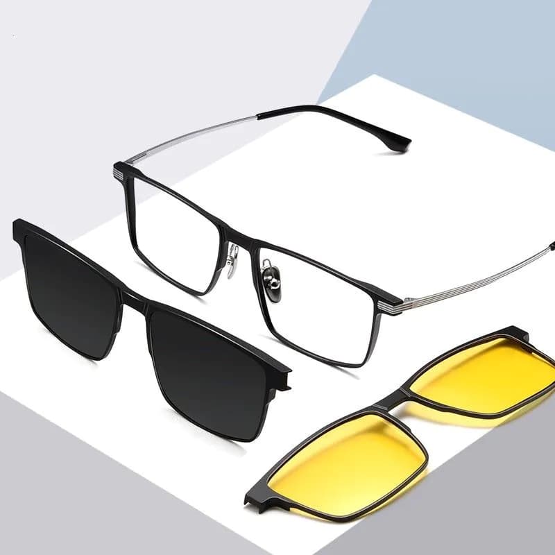 image-Uv Protection Sunglasses Magnetic Suction Set Mirror Myopia Frame Polarized