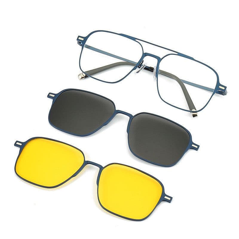 image-Uv Protection Sunglasses Magnetic Suction Set Mirror Myopia Frame Polarized