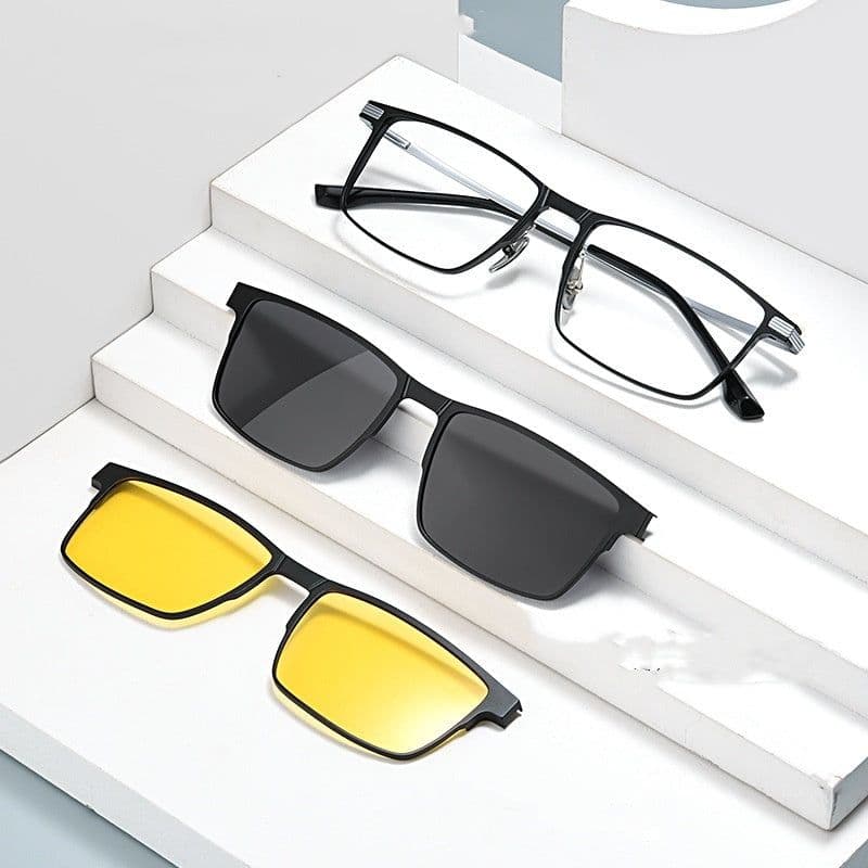 image-Uv Protection Sunglasses Magnetic Suction Set Mirror Myopia Frame Polarized