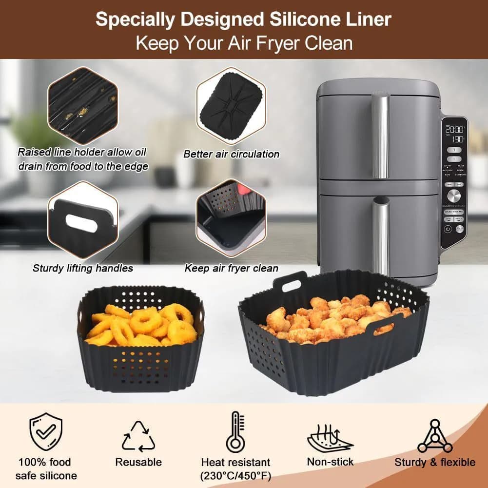 image-Double Layer Air Fryer Silicone Lining