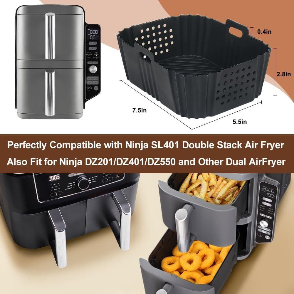 image-Double Layer Air Fryer Silicone Lining
