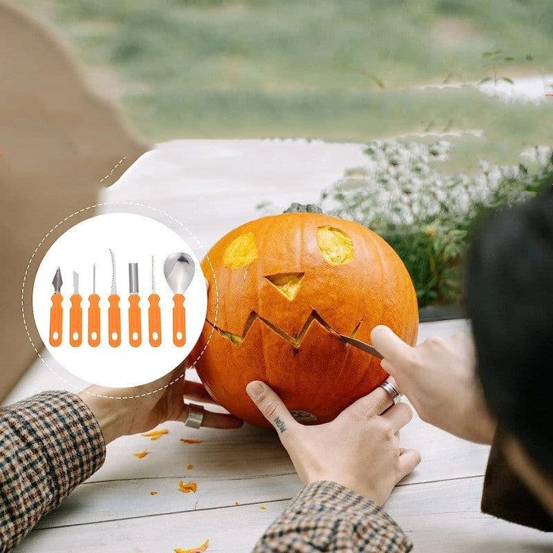 image-Halloween Stainless Steel Pumpkin Carving Set Fruit Carving Kitchen Gadgets