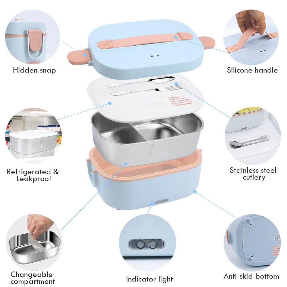 image-New Stainless Steel Liner Quick Plug Electric Heating For Home And Car Electric Lunch Box