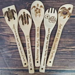 image-Bamboo Shovel Laser Engraving Pattern Halloween Christmas Bamboo Shovel Cooking Suit Five-piece Set