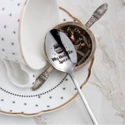 image-Funny Tea Lovers Gift Best Carved Stainless Steel Teaspoon Caddy Spoon