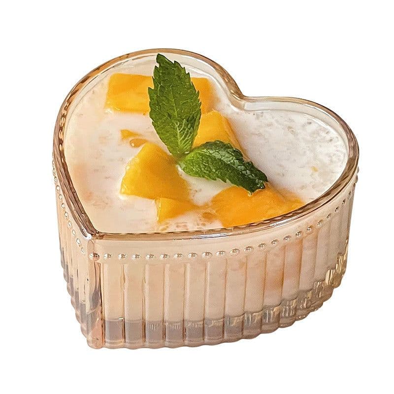 image-Peach Heart Bowl Ins Girl Heart Dessert Bowl Ice Cream Bowl Good-looking Glass Bowl