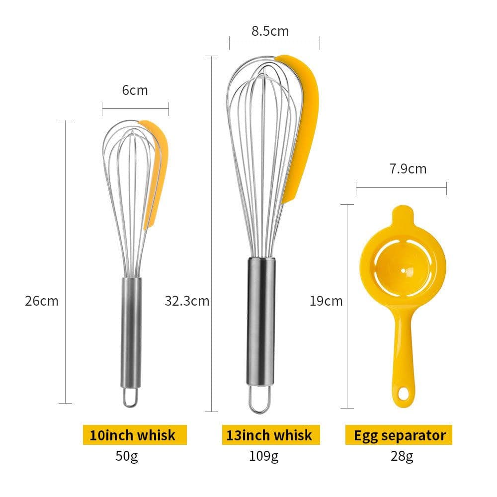 image-3pc Stainless Steel Balloon Wire Whisk Manual Egg Beater Mixer Baking Utensil Milk Cream Butter Whisk Mixer Cooking Gadgets