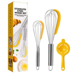 image-3pc Stainless Steel Balloon Wire Whisk Manual Egg Beater Mixer Baking Utensil Milk Cream Butter Whisk Mixer Cooking Gadgets