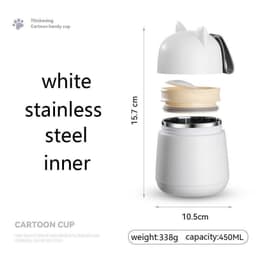 image-304 Stainless Steel Cartoon Cat Ear Insulation Soup Cups With Cover Spoon