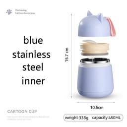 image-304 Stainless Steel Cartoon Cat Ear Insulation Soup Cups With Cover Spoon