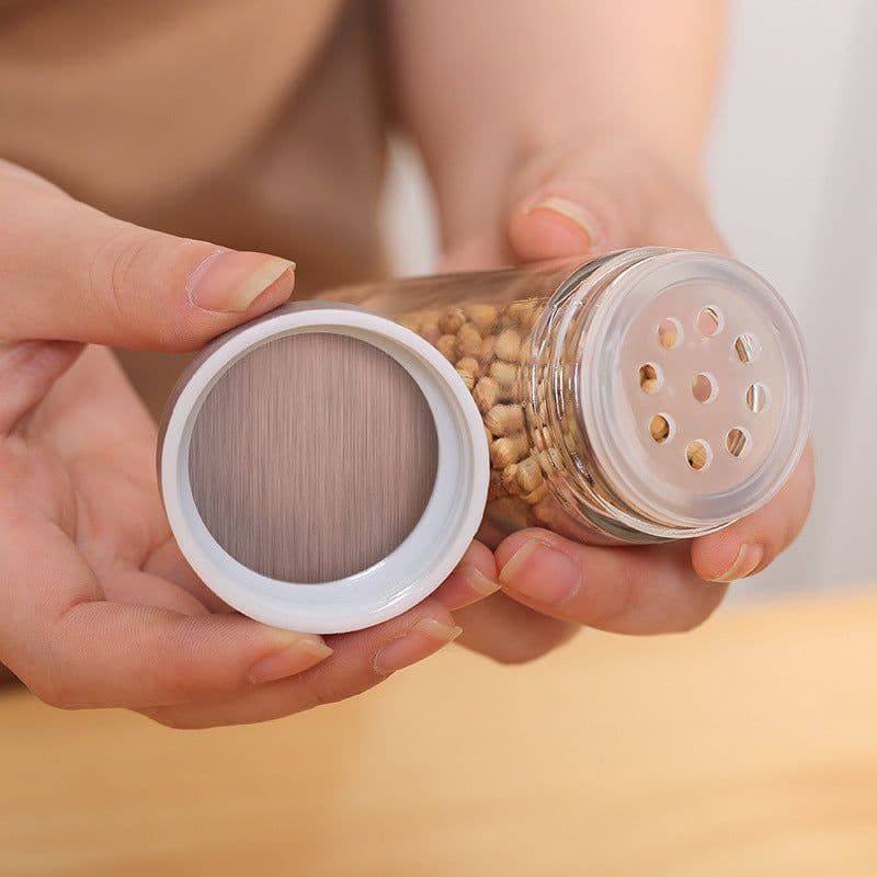 image-New Kitchen Supplies 430 Stainless Steel Glass Rotary Seasoning Can Set Seasoning Can