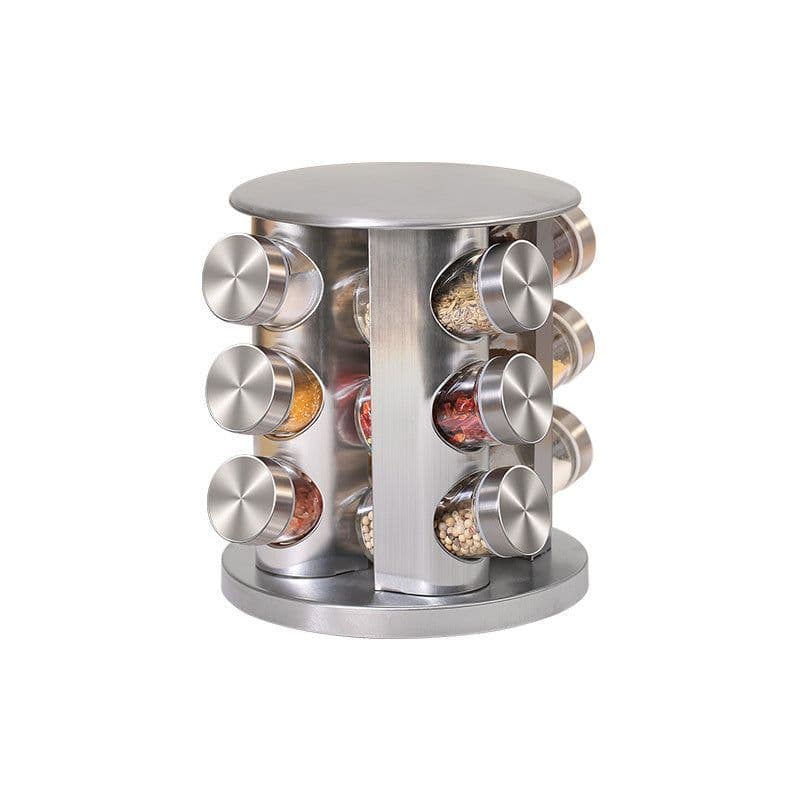 image-New Kitchen Supplies 430 Stainless Steel Glass Rotary Seasoning Can Set Seasoning Can