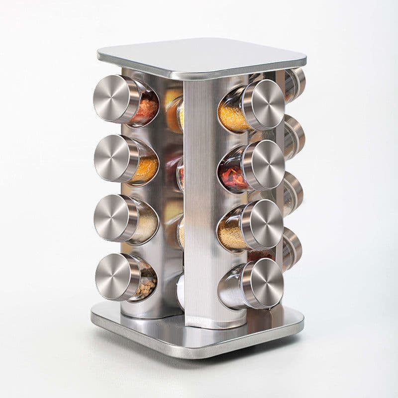 image-New Kitchen Supplies 430 Stainless Steel Glass Rotary Seasoning Can Set Seasoning Can