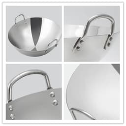 image-Compatible with Apple, Stainless Steel Double Ear Frying Tripod Thickened Uncoated Frying Pan With Ear Stainless Steel Frying Pan