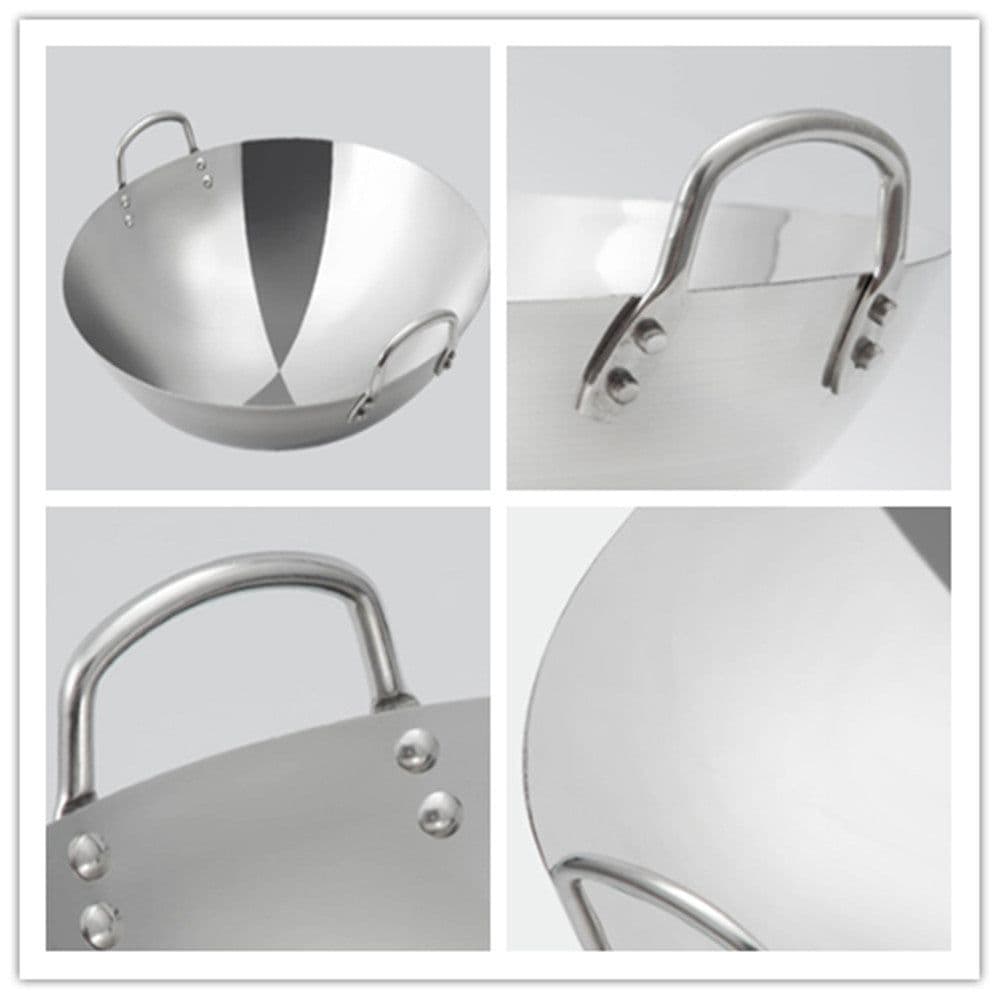 image-Compatible with Apple, Stainless Steel Double Ear Frying Tripod Thickened Uncoated Frying Pan With Ear Stainless Steel Frying Pan
