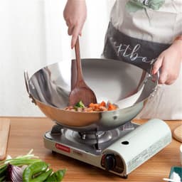 image-Compatible with Apple, Stainless Steel Double Ear Frying Tripod Thickened Uncoated Frying Pan With Ear Stainless Steel Frying Pan