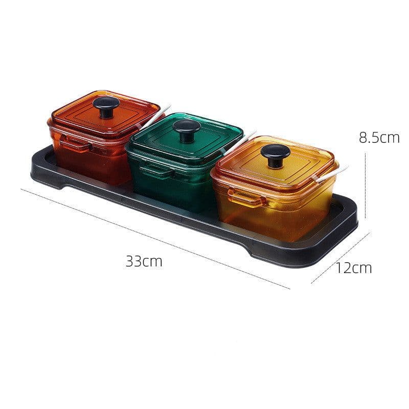 image-Nordic Creative Kitchen Seasoning Box With Spoon And Lid Seasoning Jar