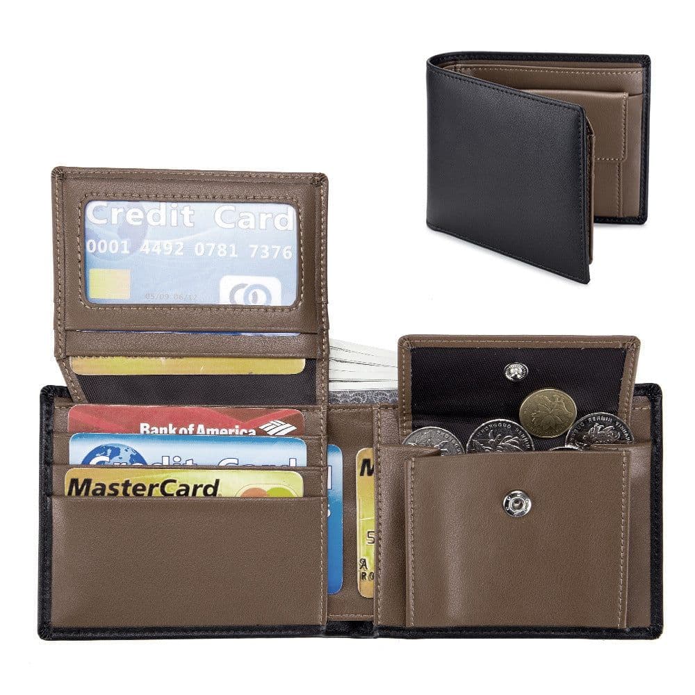 image-Men's Short Wallet Genuine Leather Trifold Wallet