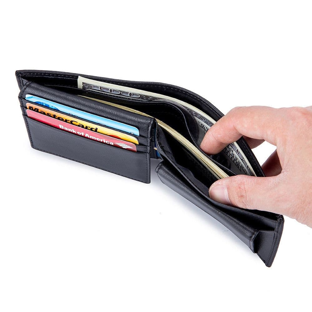 image-Men's Short Wallet Genuine Leather Trifold Wallet