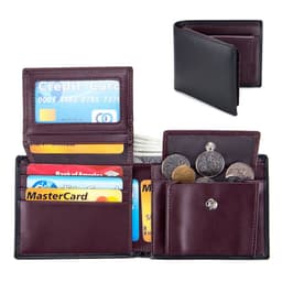 image-Men's Short Wallet Genuine Leather Trifold Wallet