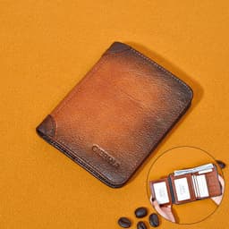 image-Men's Leather Anti-theft Swiping Ultra-thin Multi-card-slot Short Wallet