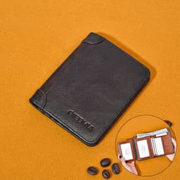image-Men's Leather Anti-theft Swiping Ultra-thin Multi-card-slot Short Wallet