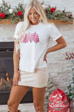 image-Quinn Trees Fashion Graphic Tee - Women's Cotton Blend T-Shirt