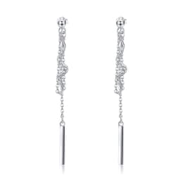 image-Sterling Silver Chain Earrings with Snake Dangle As Birthday Gifts For Women and Girls