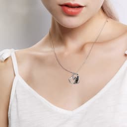 image-Sterling Silver Horse and Girl Pendant Necklace for Girls Women