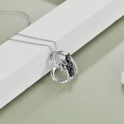 image-Sterling Silver Horse and Girl Pendant Necklace for Girls Women