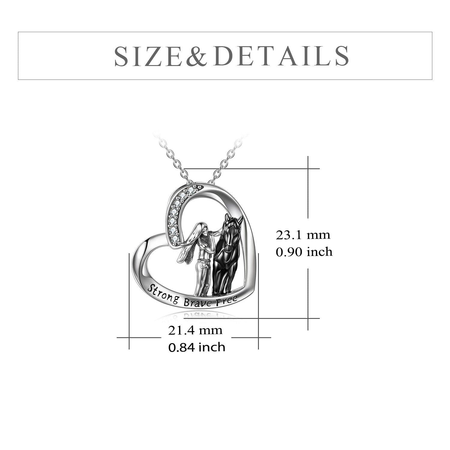 image-Sterling Silver Horse and Girl Pendant Necklace for Girls Women