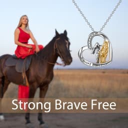 image-Sterling Silver Horse and Girl Pendant Necklace for Girls Women