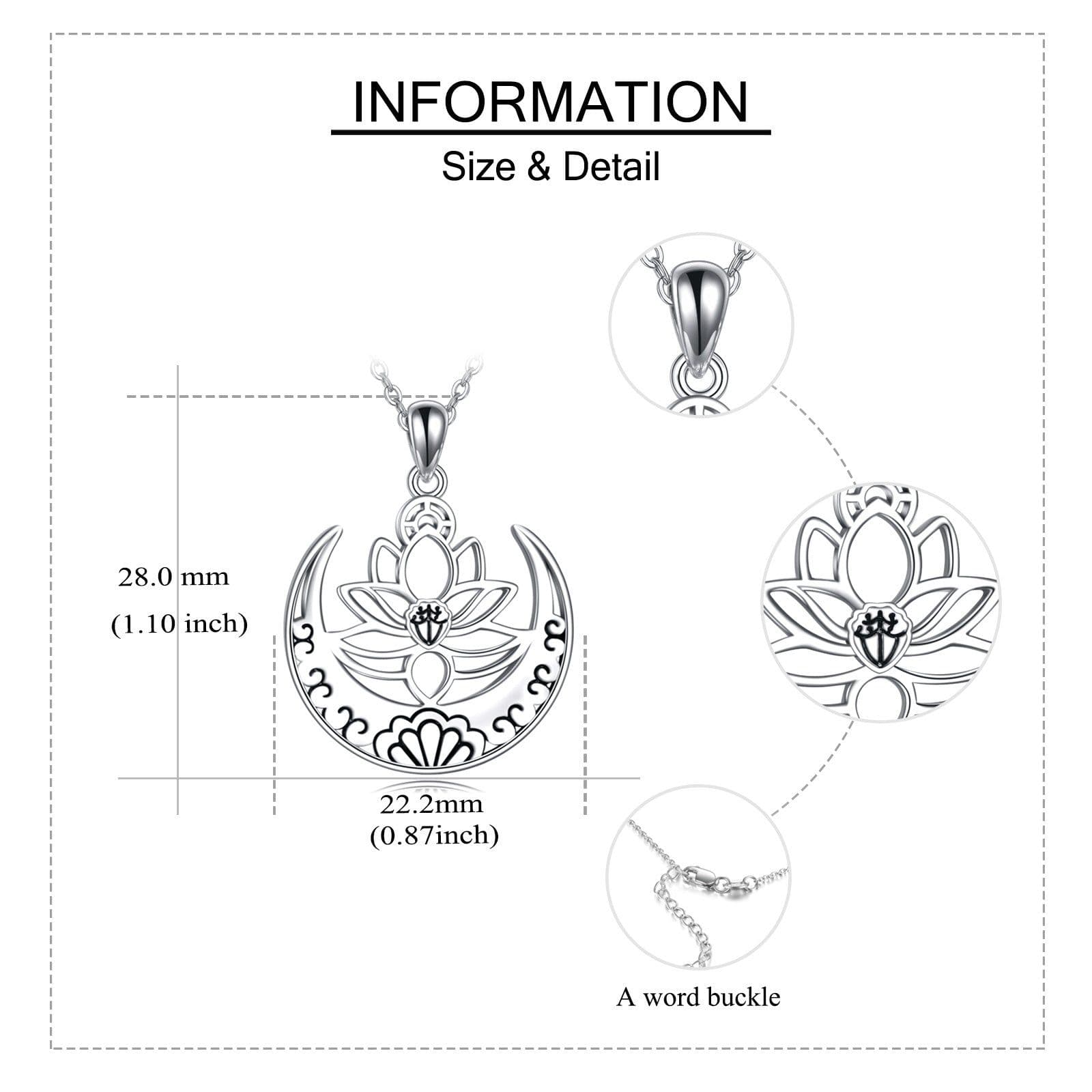 image-Lotus Flower Symbol Yoga Necklace Sterling Silver Sanskrit Symbol Balancing Jewelry