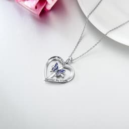 image-Butterfly Heart Pendant Necklace in White Gold Plated Sterling Silver