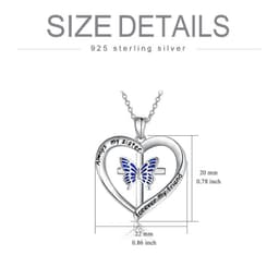 image-Butterfly Heart Pendant Necklace in White Gold Plated Sterling Silver