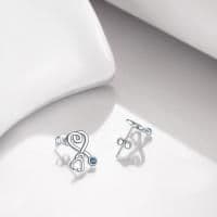 image-Sterling Silver Nurse Stethoscope with Blue Crystal Stud Earrings Jewelry Studs