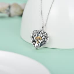 image-Sterling Silver Angel Cremation Mother Daughter Urn for Ashes Keepsake Memory Necklace