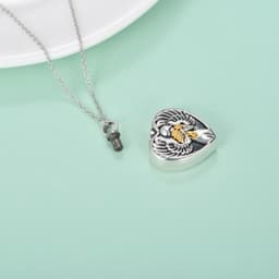 image-Sterling Silver Angel Cremation Mother Daughter Urn for Ashes Keepsake Memory Necklace