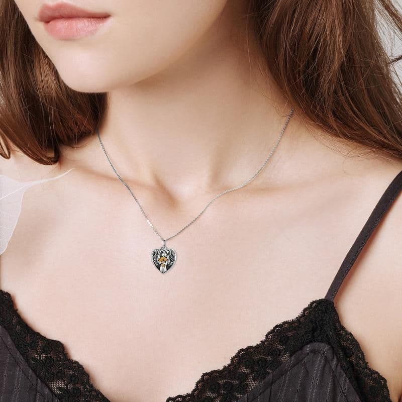 image-Sterling Silver Angel Cremation Mother Daughter Urn for Ashes Keepsake Memory Necklace