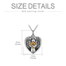 image-Sterling Silver Angel Cremation Mother Daughter Urn for Ashes Keepsake Memory Necklace