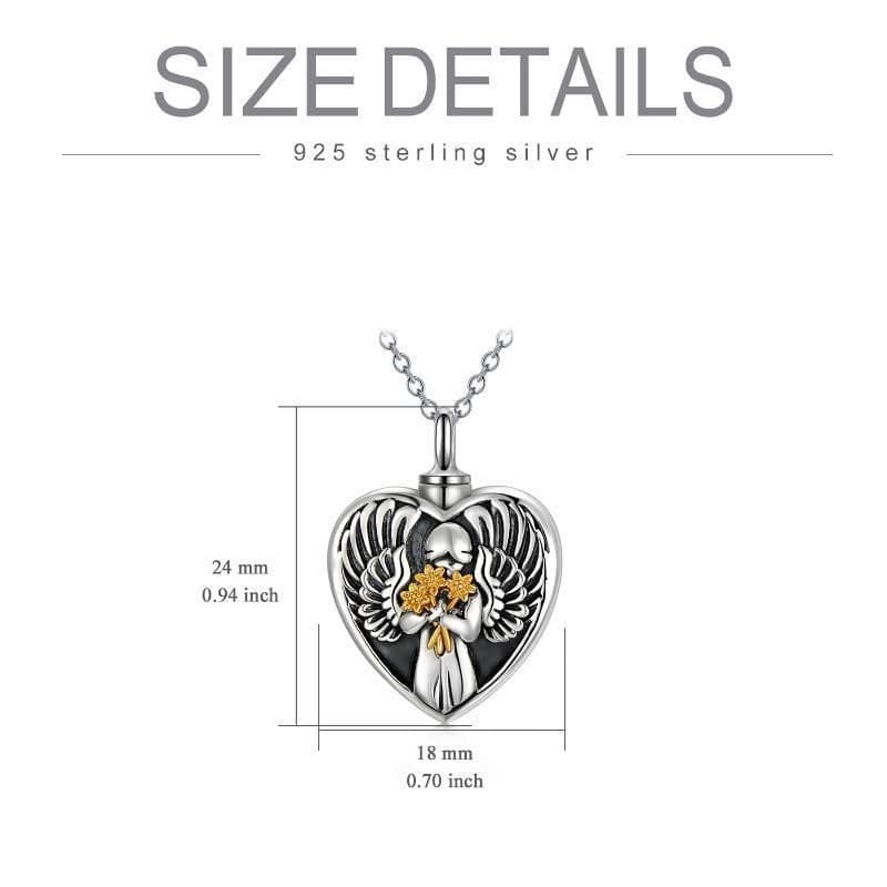 image-Sterling Silver Angel Cremation Mother Daughter Urn for Ashes Keepsake Memory Necklace