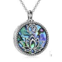 image-925 Sterling Silver Yoga Lotus Urn with Abalone Shell Memorial Cremation Necklace Jewelry