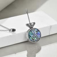image-925 Sterling Silver Yoga Lotus Urn with Abalone Shell Memorial Cremation Necklace Jewelry