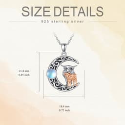 image-Mother Kids Highland Cow Moon 925 Sterling Silver Necklace With Moonstone
