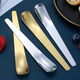 image-Coffee Dessert Golden Small Flat Spoon Stainless Steel Coffee Scoop Mixer Stirring Icecream Stirring Bar Spoon Kitchen Tableware Stainless Steel Ice Cream Spoon Dessert Spoon