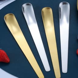 image-Coffee Dessert Golden Small Flat Spoon Stainless Steel Coffee Scoop Mixer Stirring Icecream Stirring Bar Spoon Kitchen Tableware Stainless Steel Ice Cream Spoon Dessert Spoon