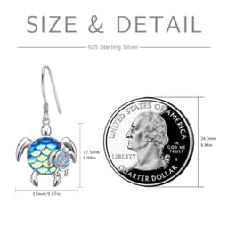 image-Turtle Earrings Sterling Silver Mom and Baby Dangle Mother and Daughter Tortoise